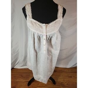 croft & barrow INTIMATES lightweight 100% Cotton short Nightgown White  Sz M
